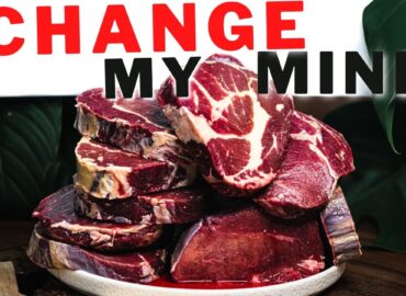 "change my mind" written across a plate of red meat
